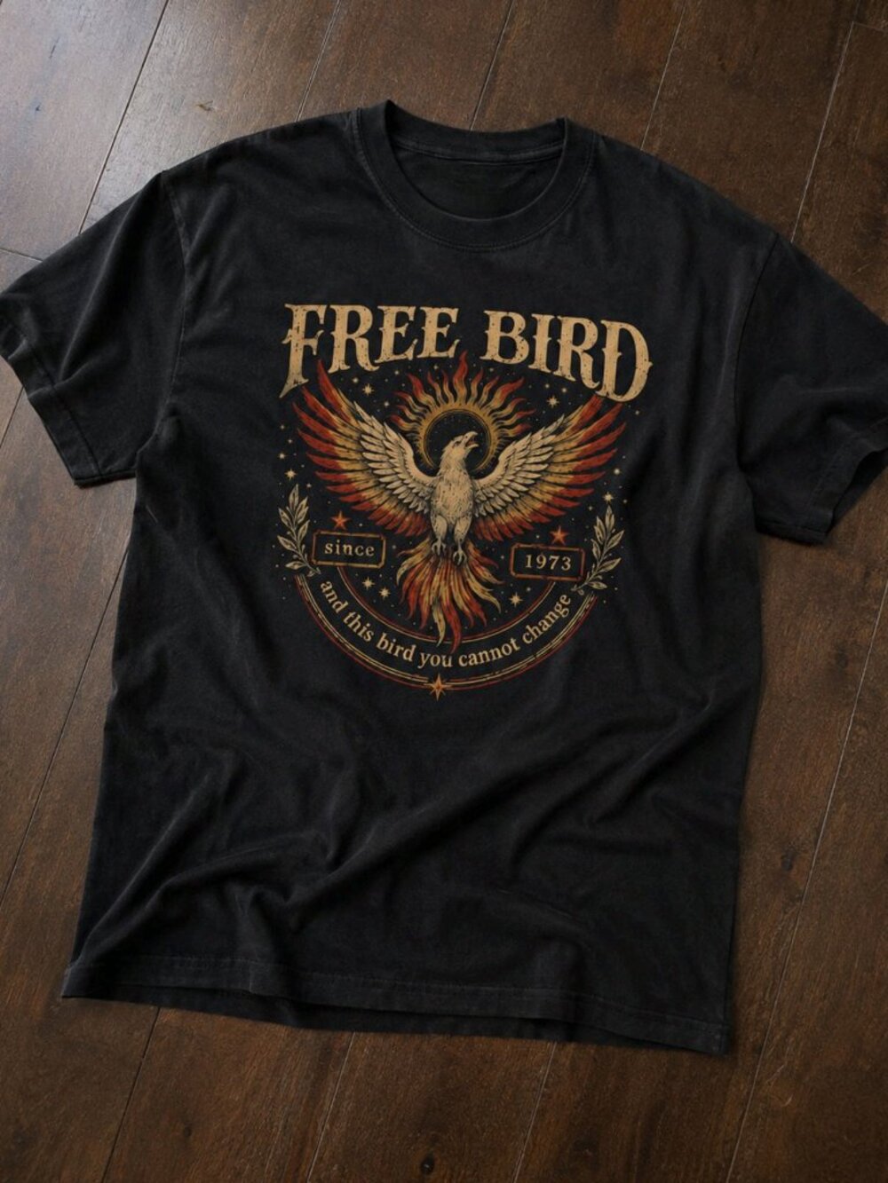 Free Bird Since 1973 Phoenix Graphic Tee Black